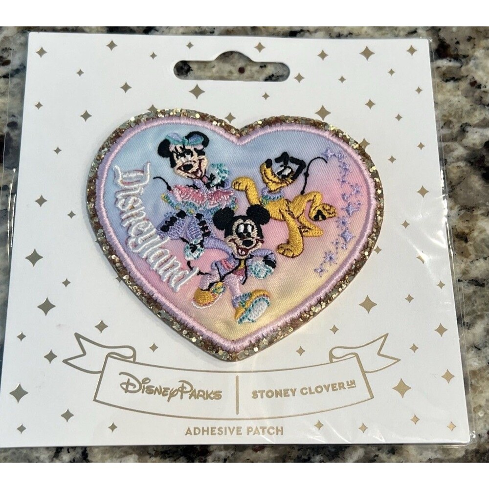 Disneyland 70th Anniversary Stoney Clover Patch Mickey Minnie Pluto Heart New